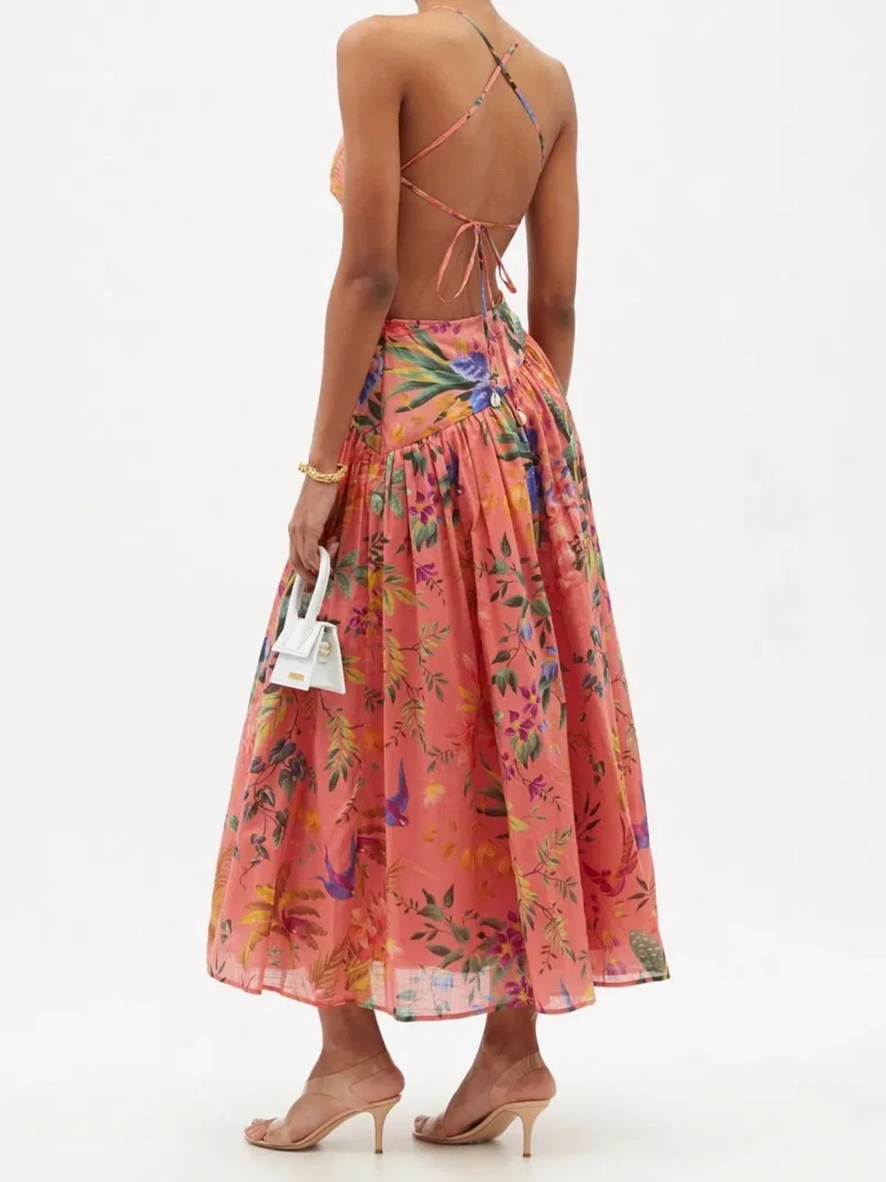 Zimmerman tropicana asymmetric dress in coral